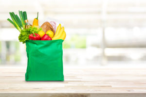 Green Grocery Bag with Produce