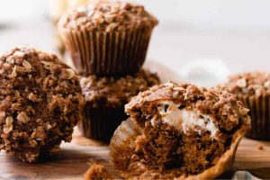 Carrot Cake Muffins with Walnut Crumble